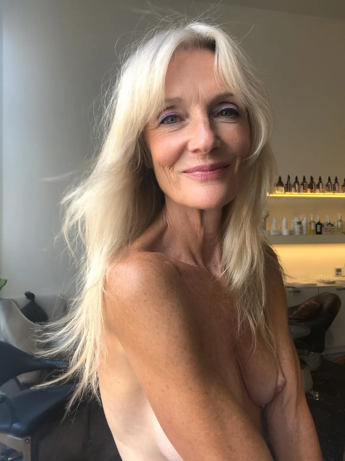 Straight Vanilla Blonde Long Layers with Soft Curtain Bangs